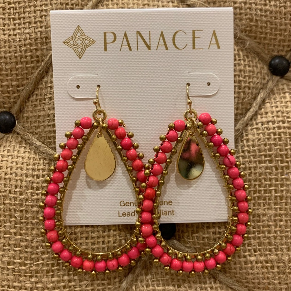 NORDSTROM Panacea Earrings Gold/Hot Pink Drop NWT